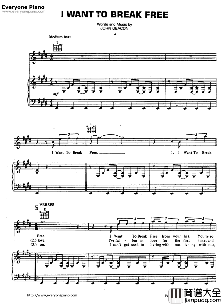 I_Want_to_Break_Free钢琴谱_Queen