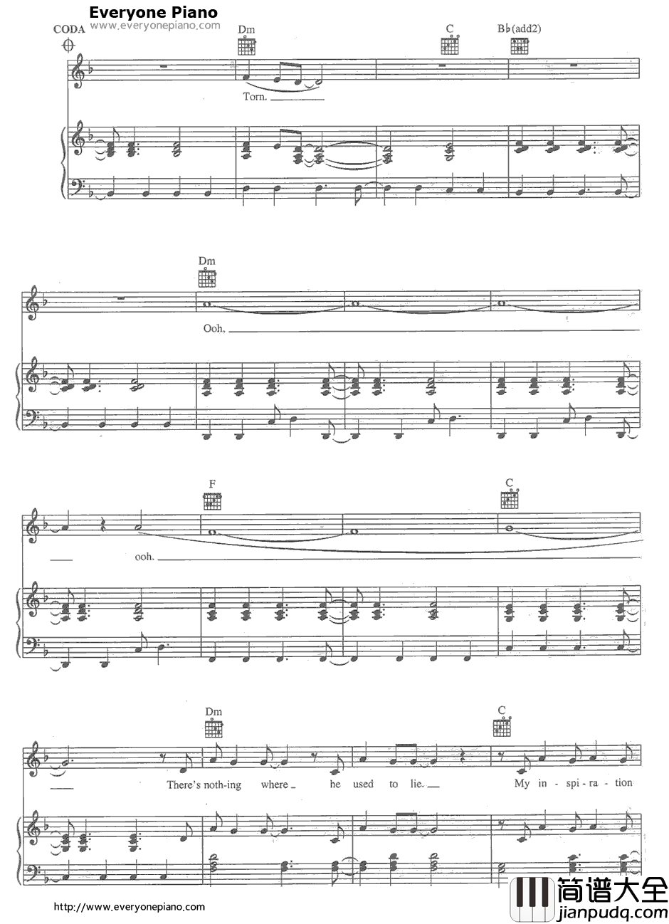 Torn钢琴谱_NatalieImbruglia