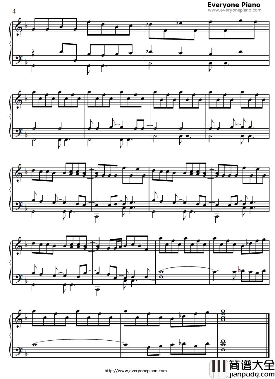 No_Surprises钢琴谱_Radiohead