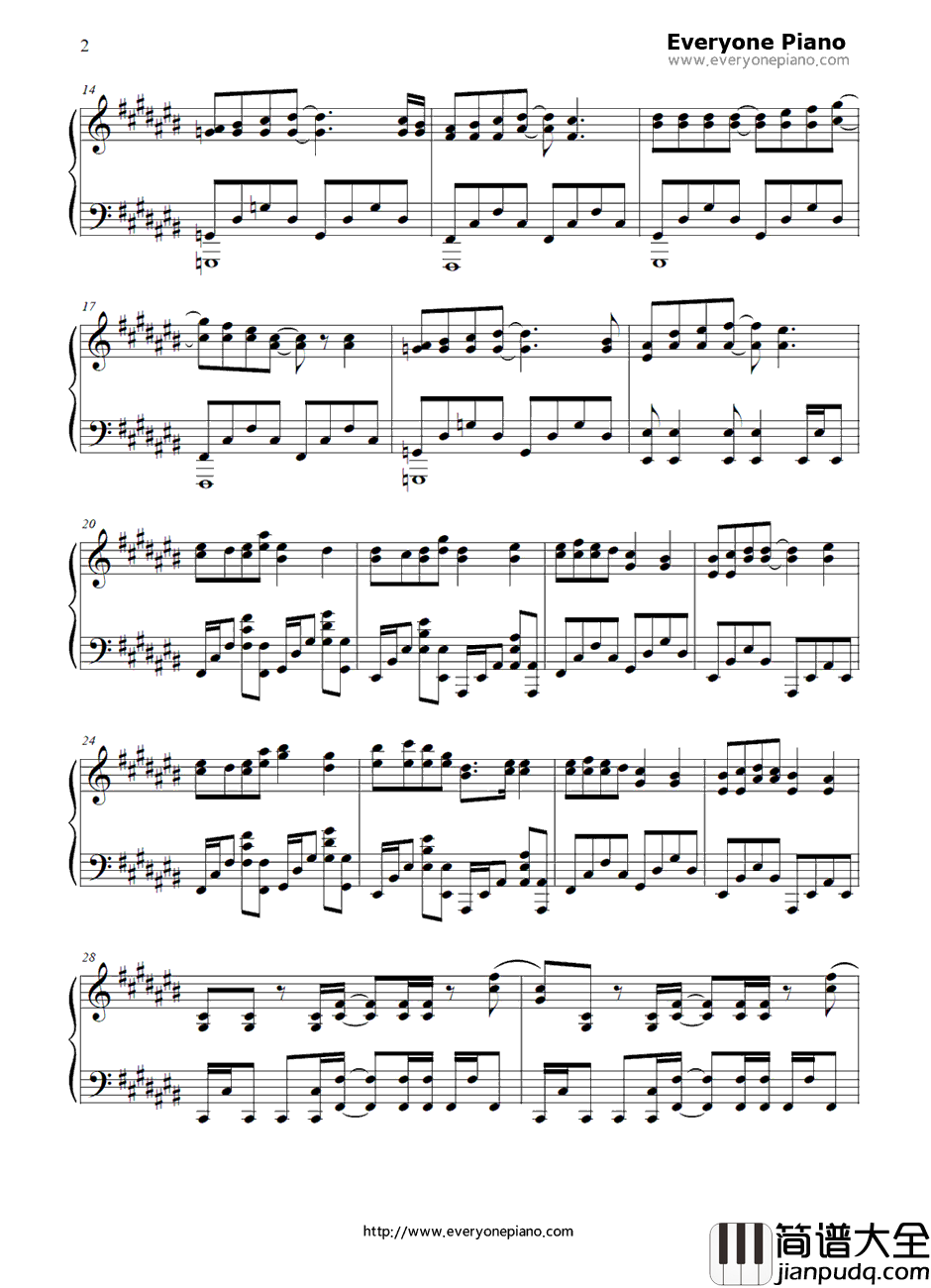 钟を鸣らして钢琴谱_BONNIEPINK_薄暮传说主题曲