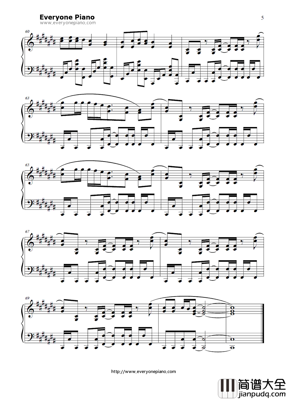 钟を鸣らして钢琴谱_BONNIEPINK_薄暮传说主题曲