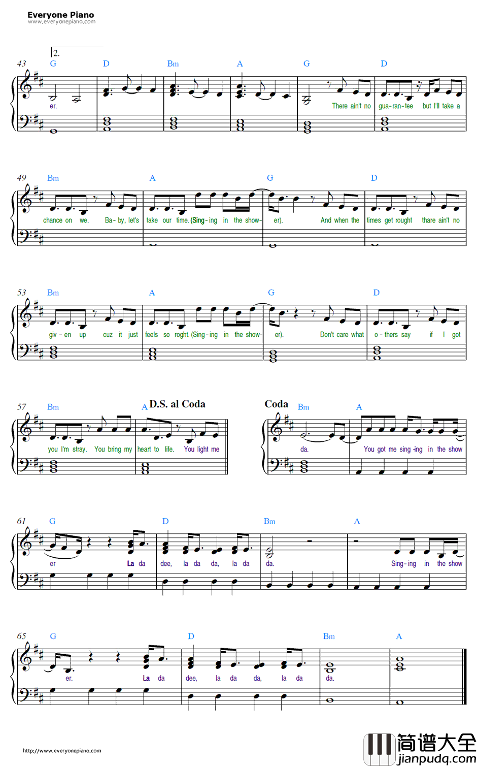 Shower钢琴谱_BeckyG