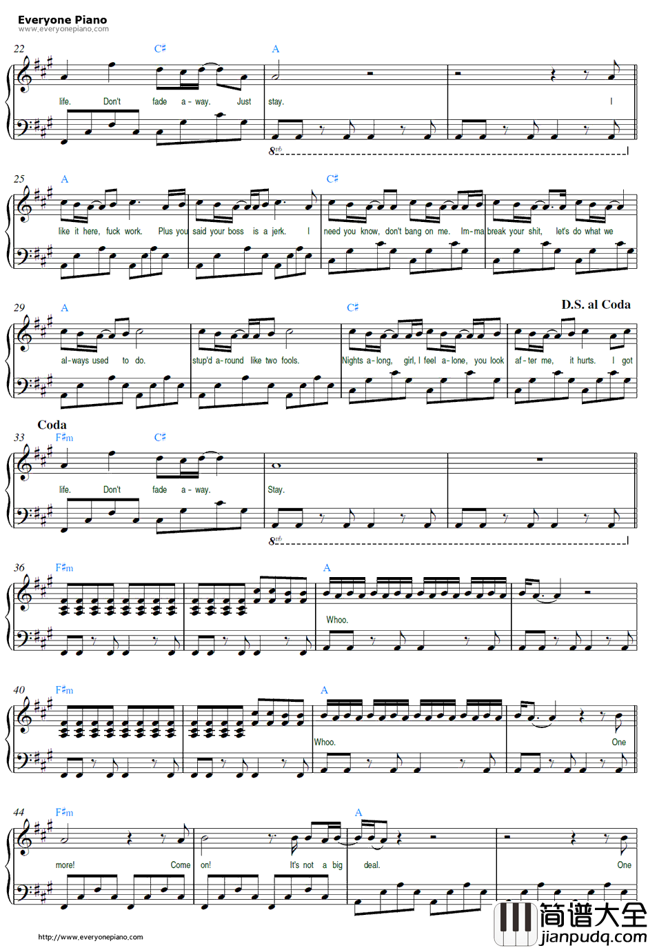 One_More钢琴谱_Elliphantft.MO