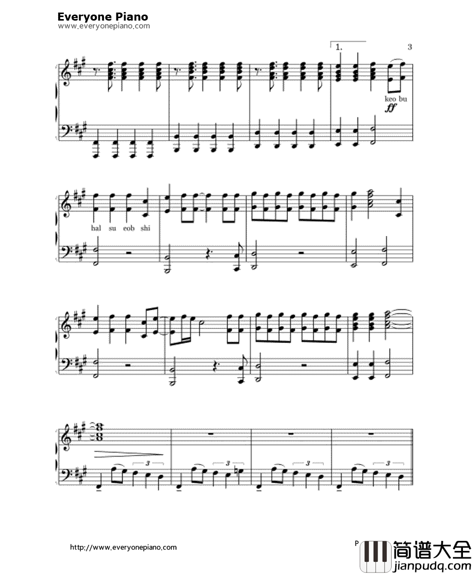 wolf（狼与美女）钢琴谱_EXO