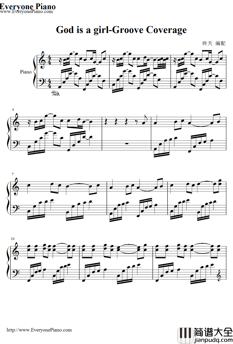 God_Is_a_Girl钢琴谱_GrooveCoverage