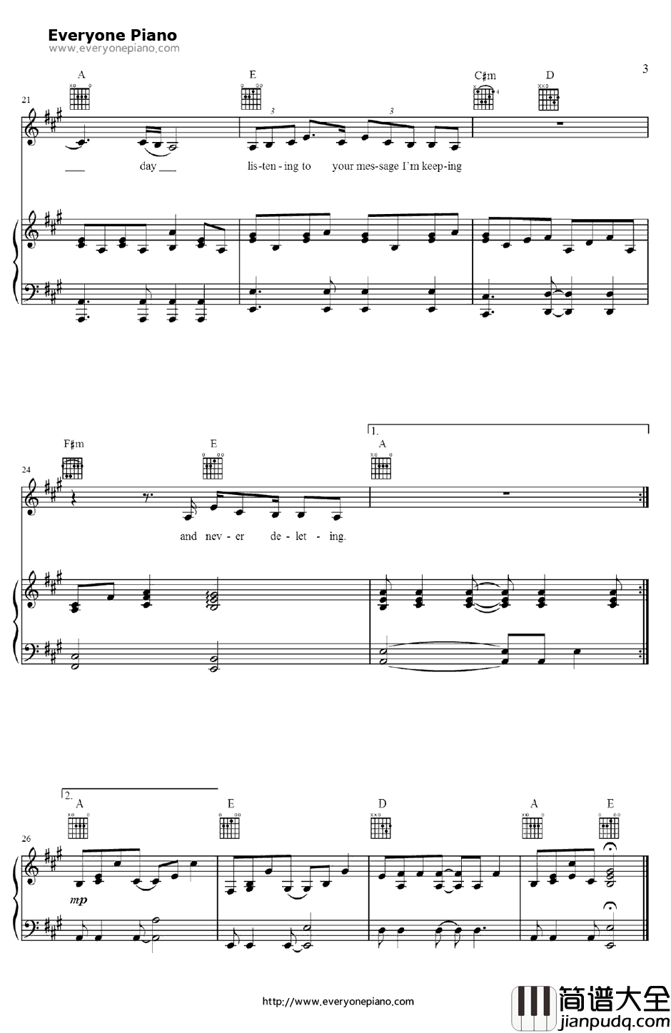 Tee_Shirt钢琴谱_Birdy_TheFaultInOurStars主题曲