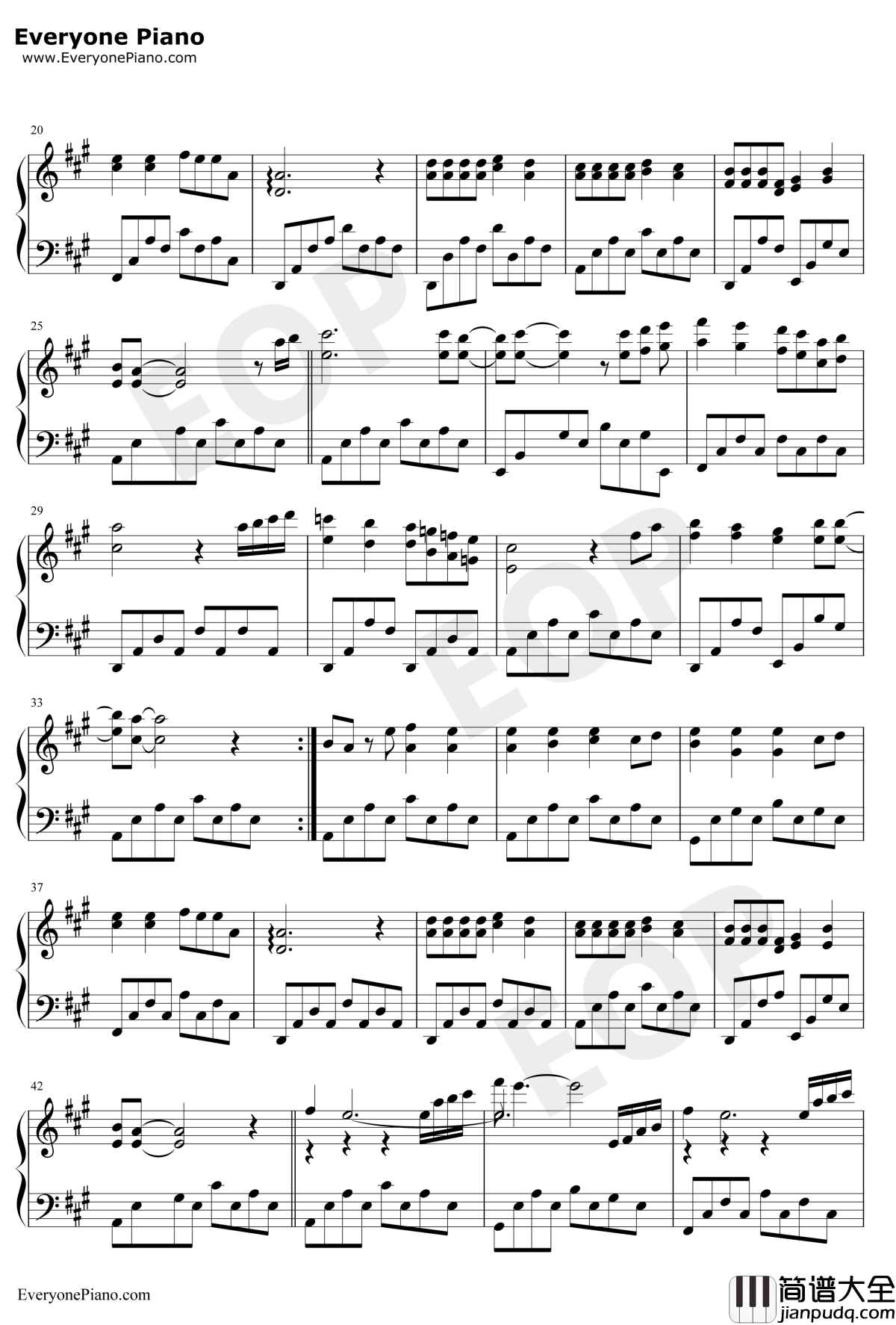 今天你要嫁给我钢琴谱_陶喆_蔡依林