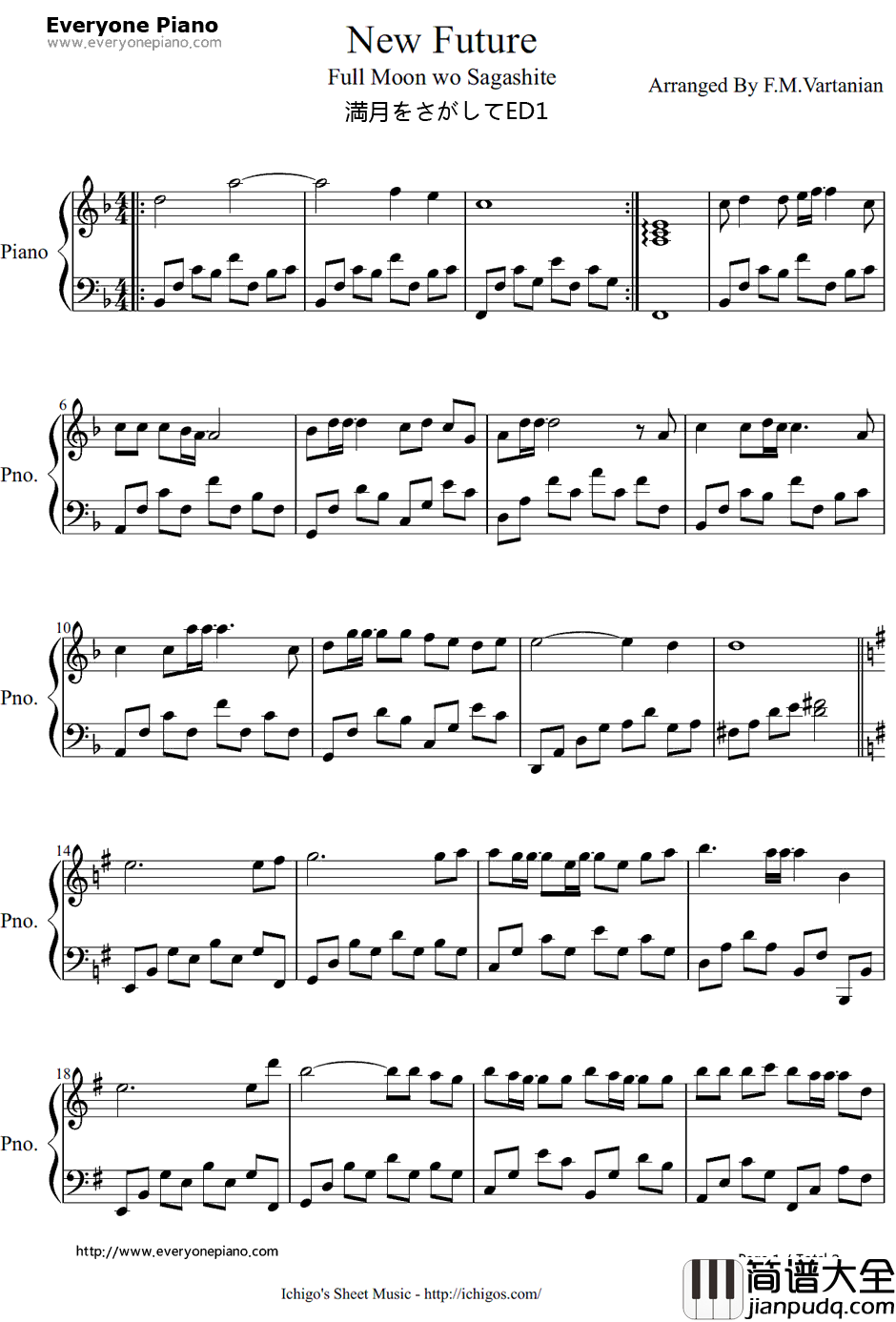 New_Future钢琴谱_Changin’MyLife_寻找满月ED1