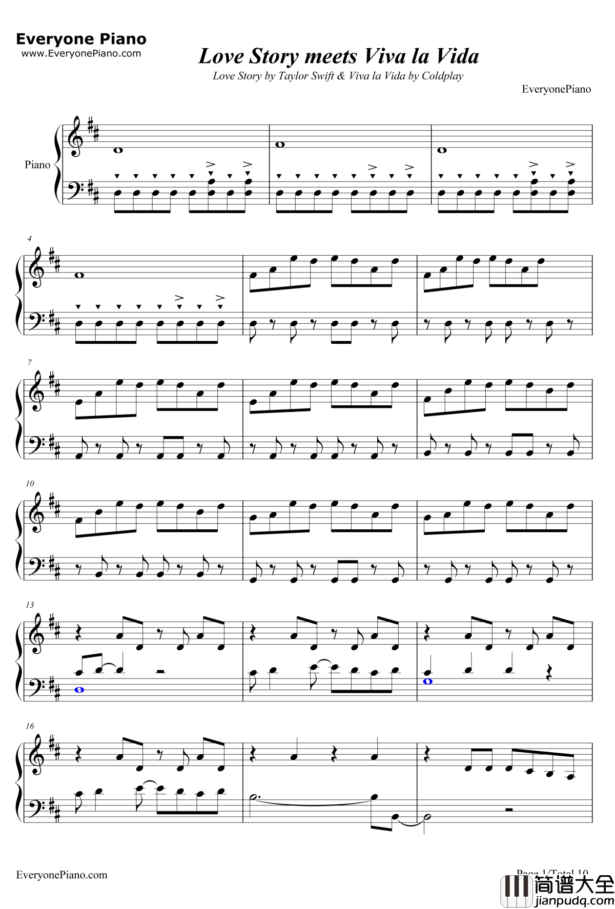 Love_Story_Meets_Viva_La_Vida钢琴谱_ThePianoGuys_