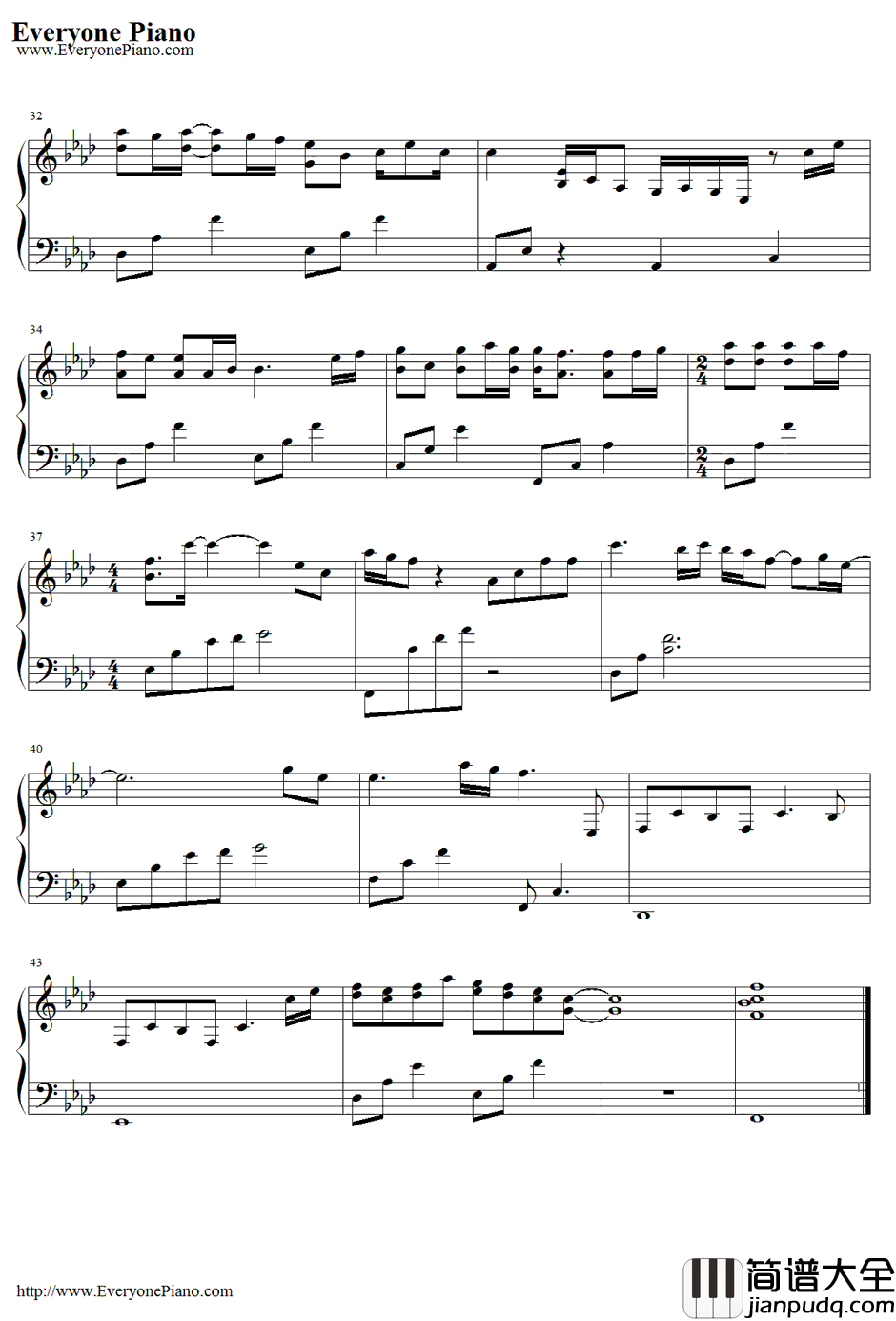 听钢琴谱_张杰_美人制造插曲