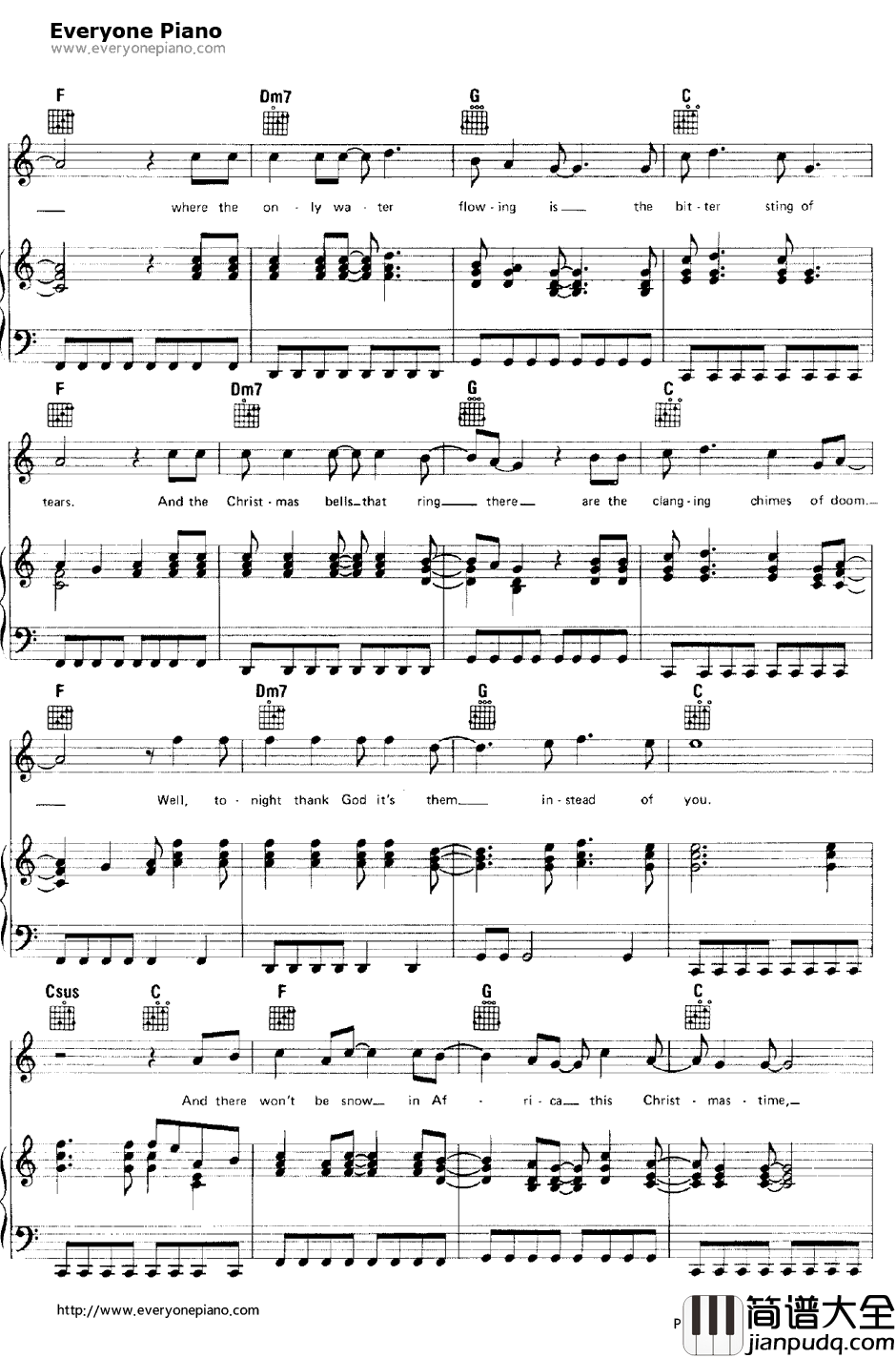 Do_They_Know_It's_Christmas钢琴谱_BandAid