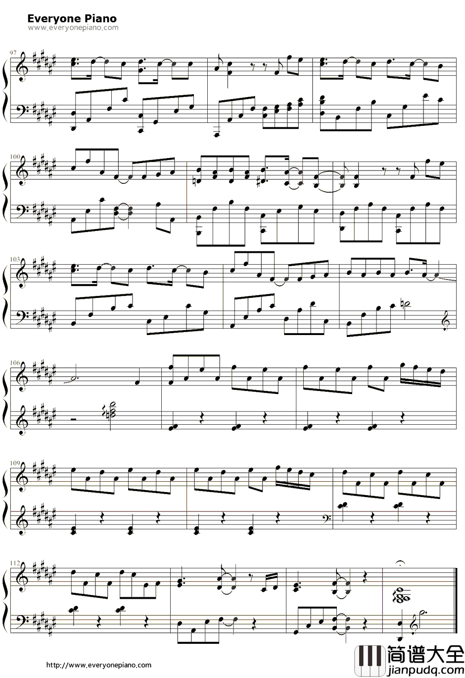 好好过钢琴谱_胡歌_风中奇缘插曲