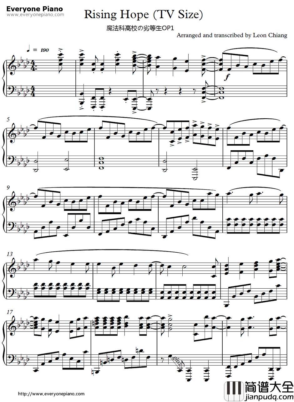 Rising_Hope钢琴谱_LiSA_魔法科高中的劣等生OP1
