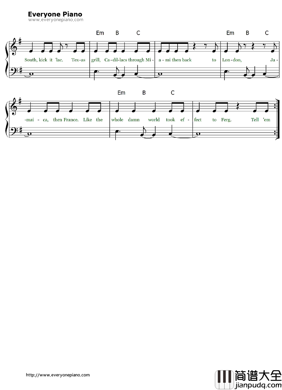 L.A.Love(LaLa)钢琴谱_Fergie