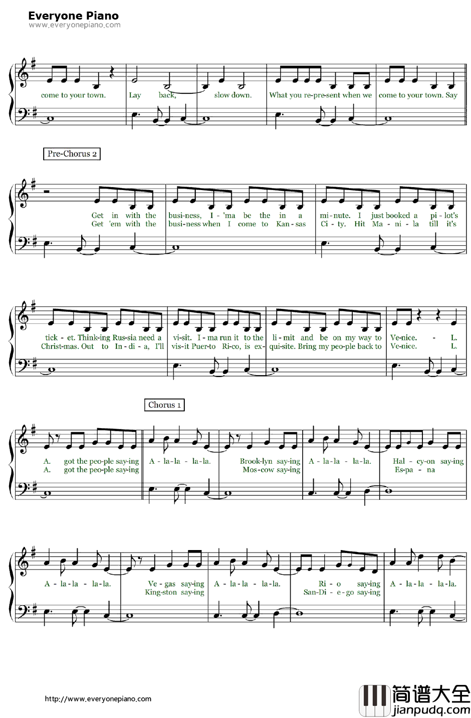 L.A.Love(LaLa)钢琴谱_Fergie