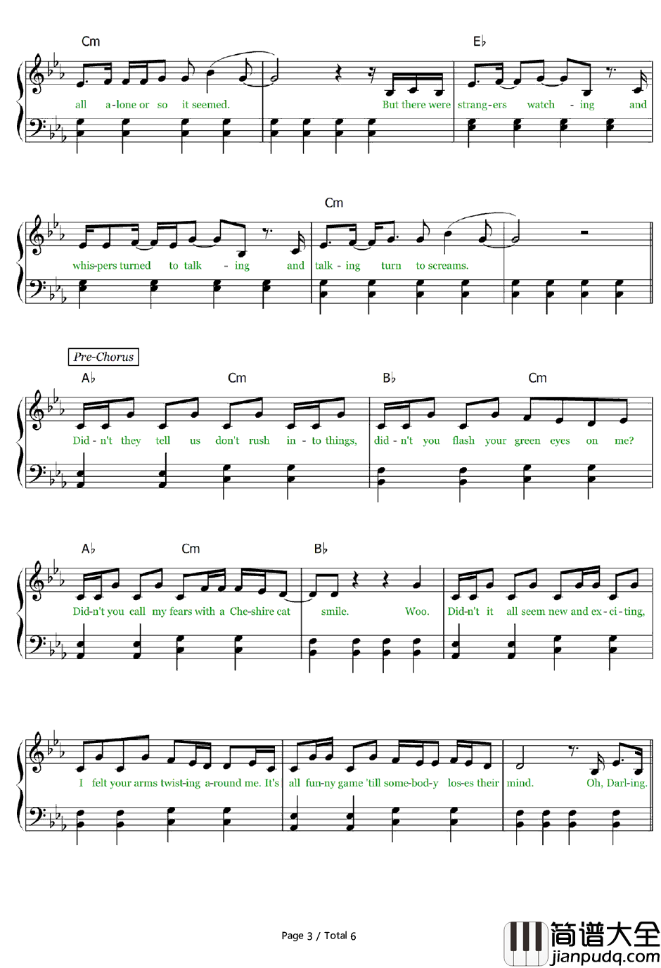 Wonderland钢琴谱_TaylorSwift