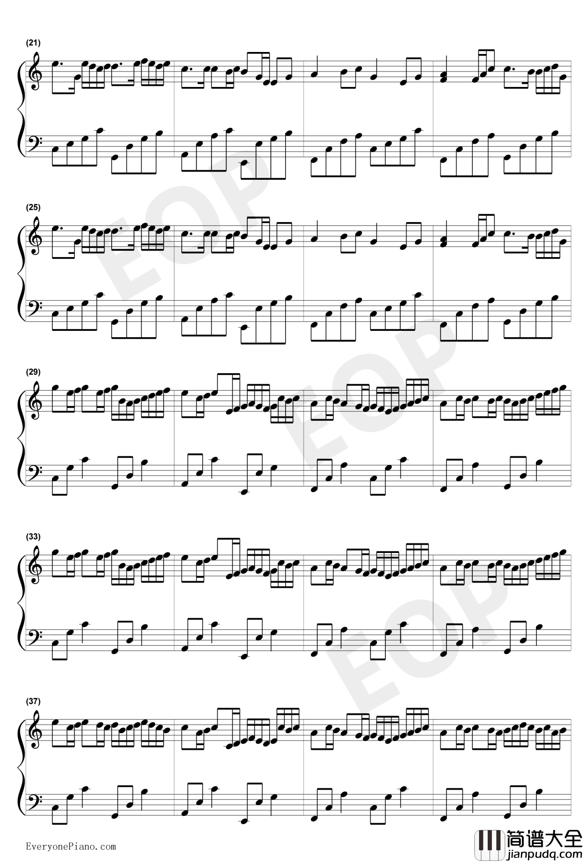 简单好听的八音盒曲钢琴谱_未知