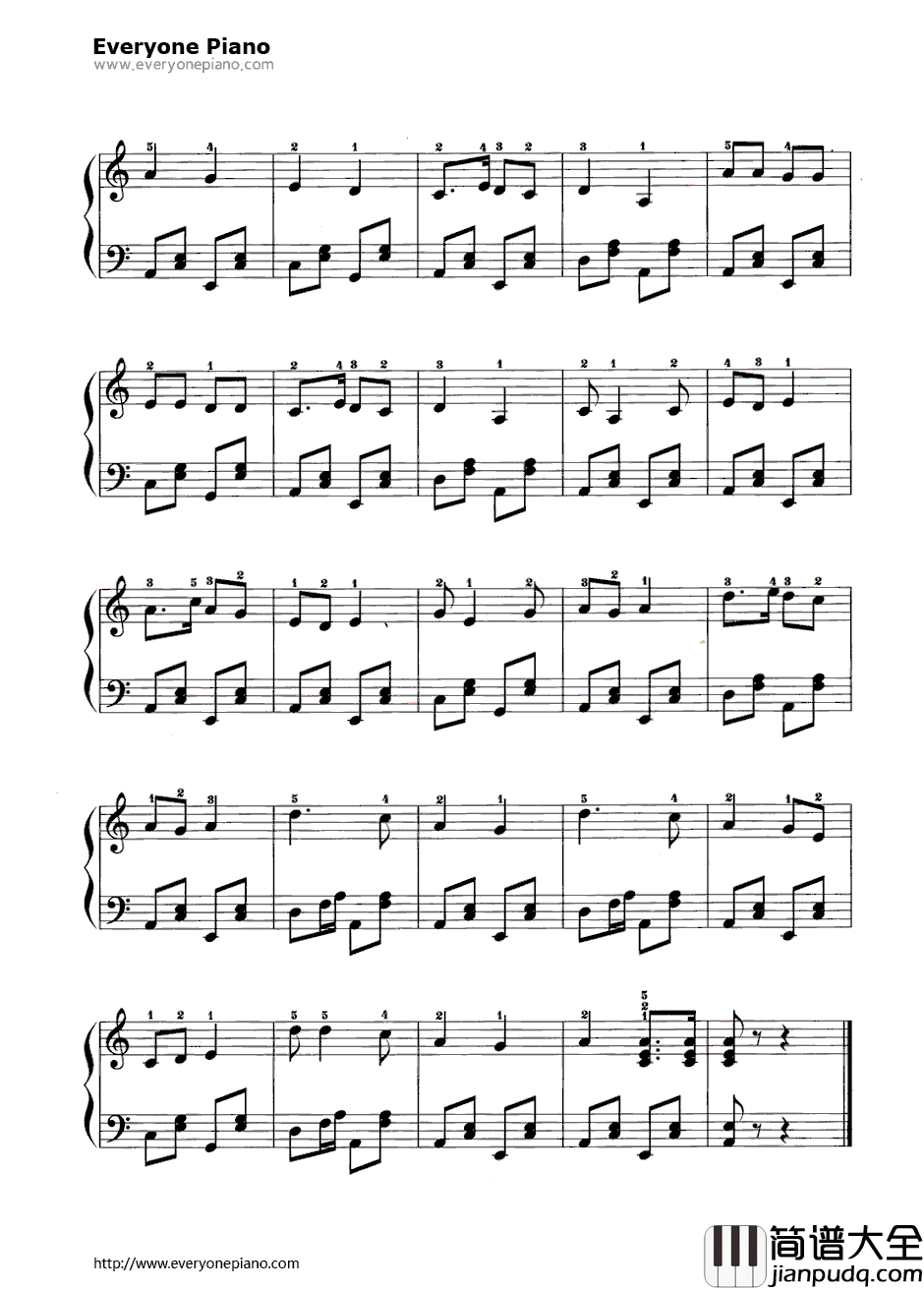 地道战钢琴谱_傅庚晨