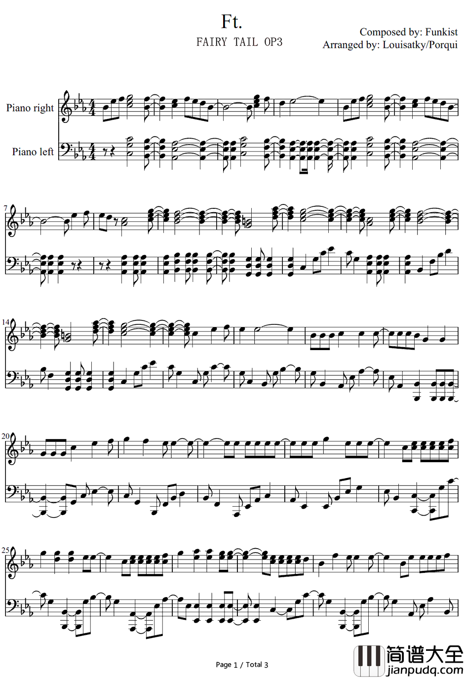 FT.钢琴谱_FUNKIST_妖精的尾巴OP3