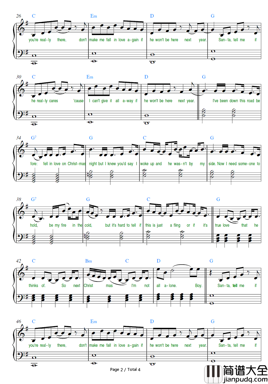 Santa_Tell_Me钢琴谱_ArianaGrande