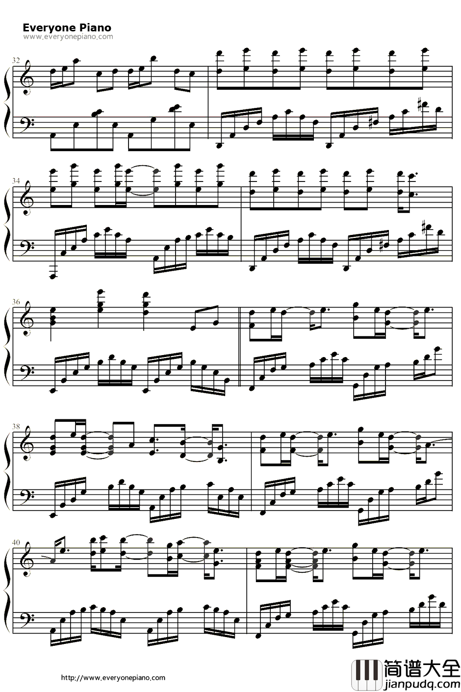 你我钢琴谱_陈晓陈妍希_神雕侠侣于正版片尾曲