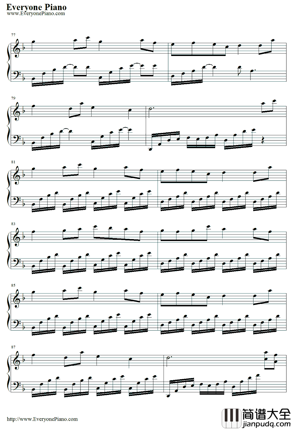 百恋歌钢琴谱_高杉さと美