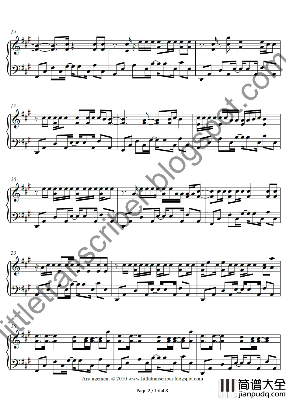 Whats_My_Name钢琴谱_Rihannaft.Drake_Rihannaft.Drake