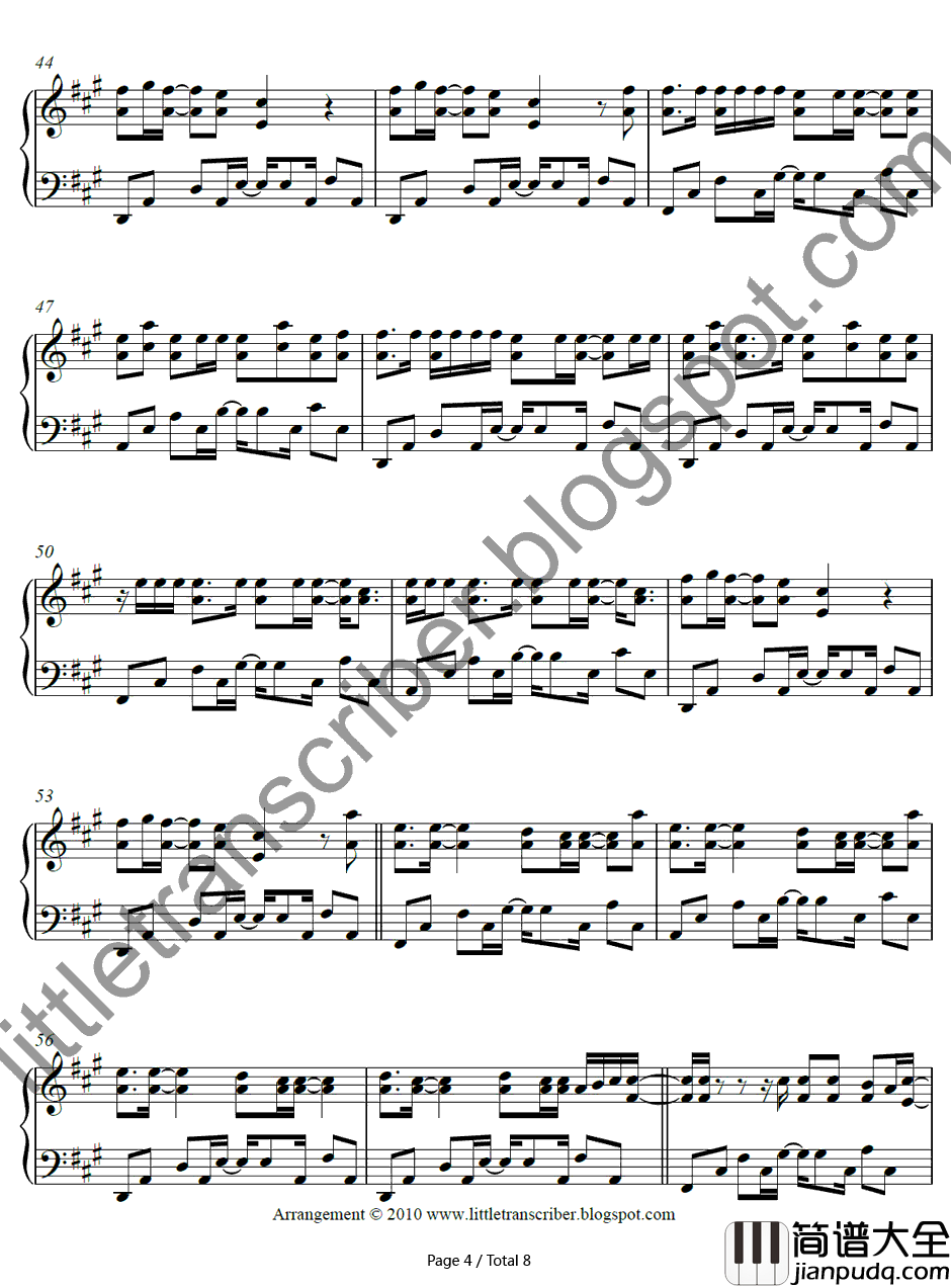 Whats_My_Name钢琴谱_Rihannaft.Drake_Rihannaft.Drake