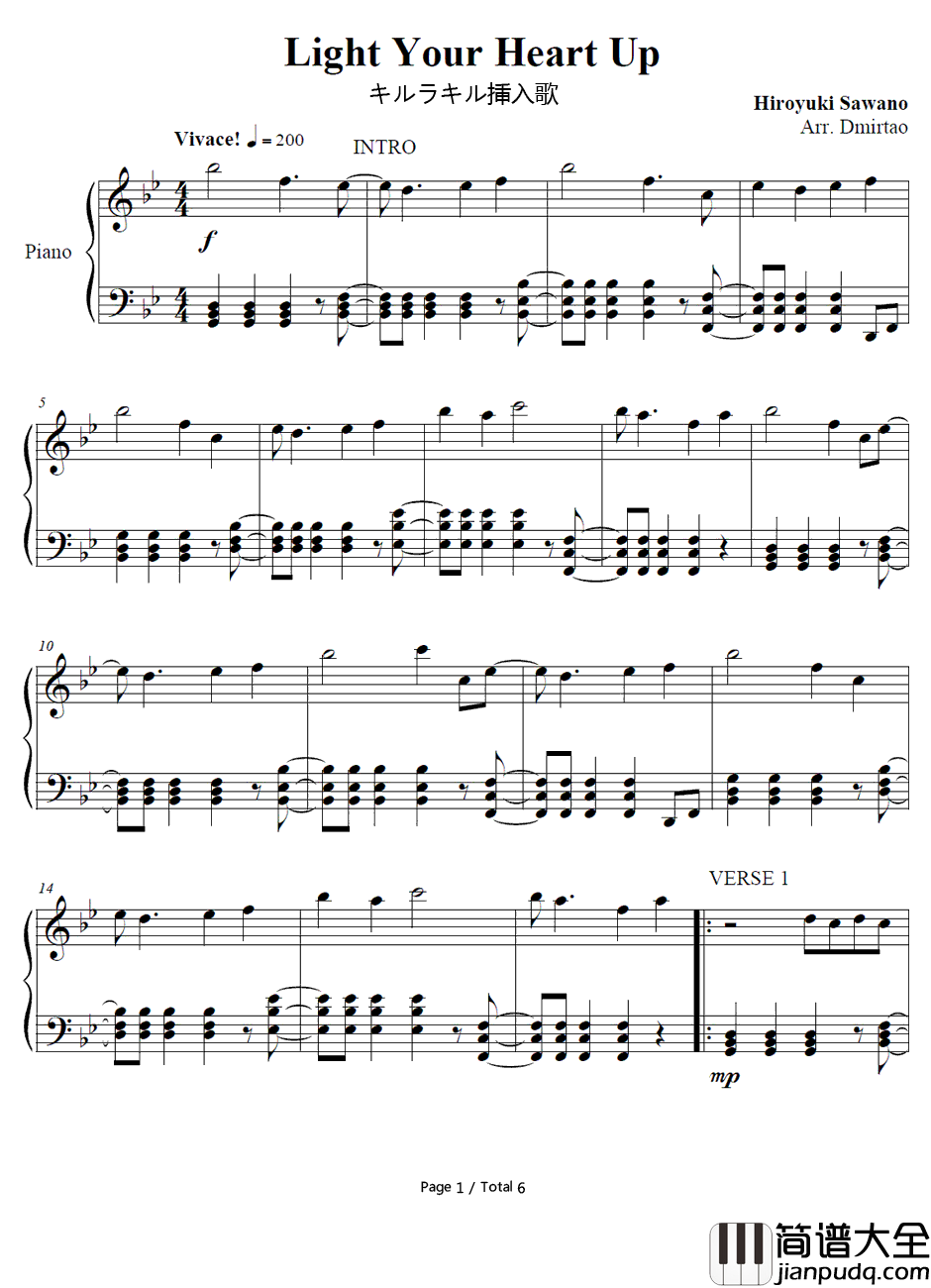 Light_your_heart_up钢琴谱_AIMEEBLACKSCHLEGER_斩服少女OST