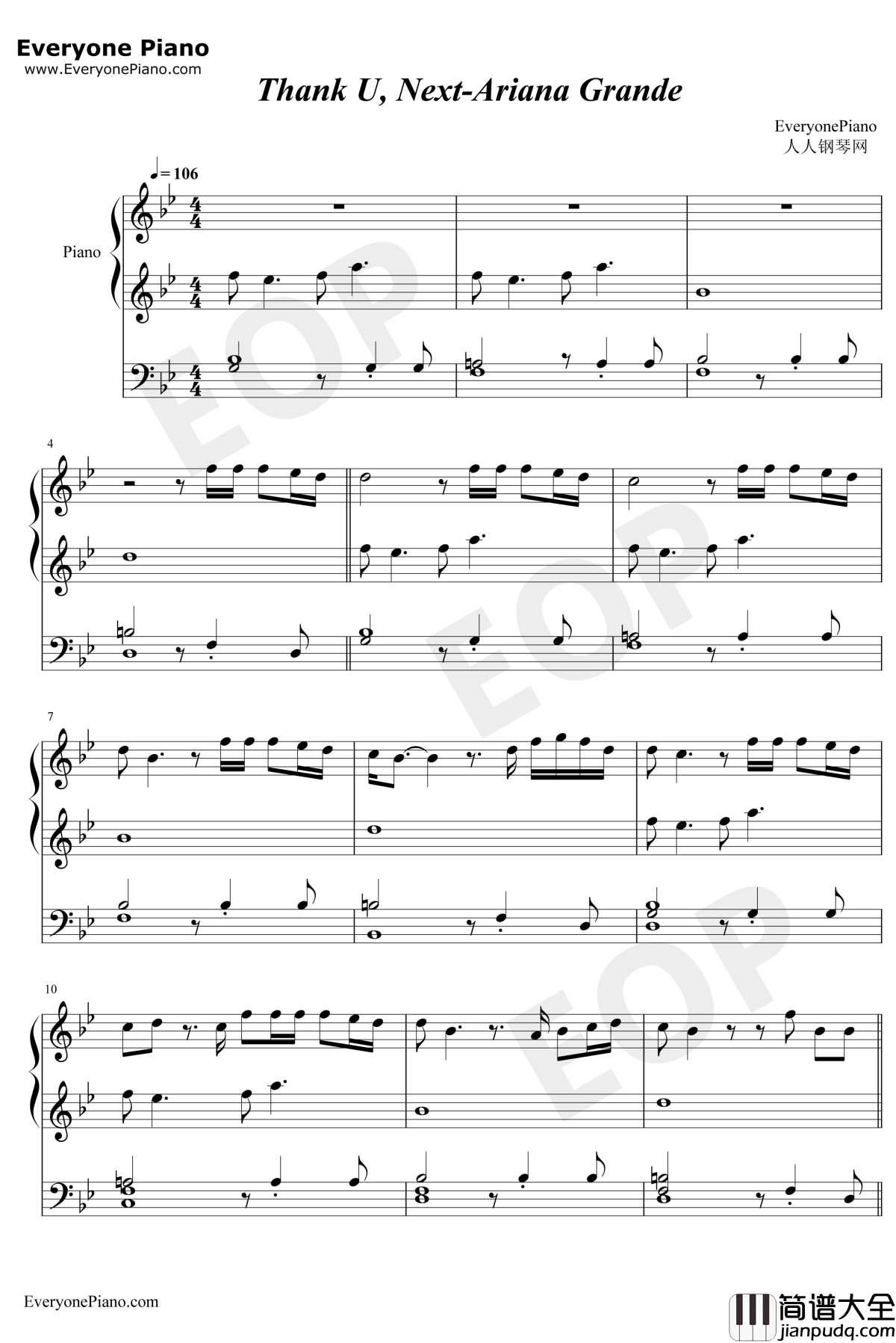Thank_U_Next钢琴谱_ArianaGrande