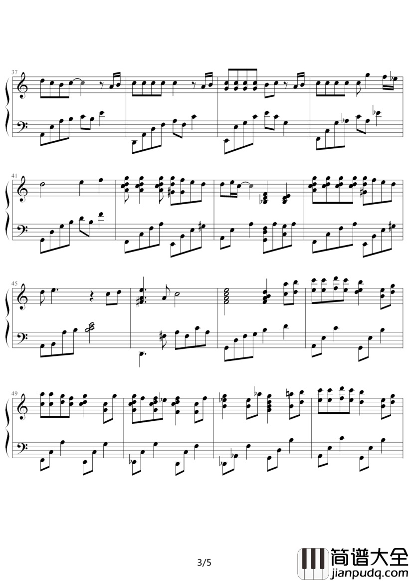 那天的河川钢琴谱_久石让_那天的分别再见