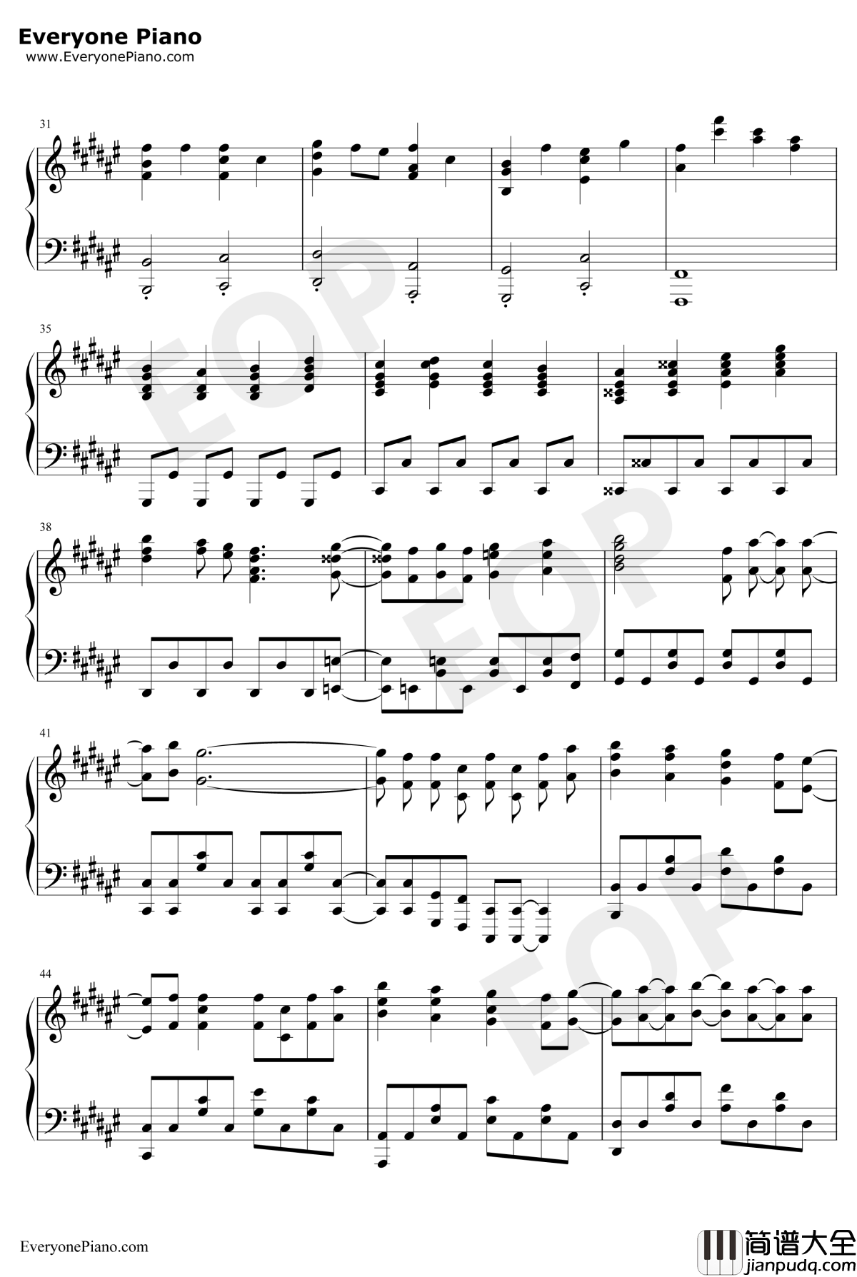 Catch_up_latency钢琴谱_UNISON_SQUARE_GARDEN_强风吹拂OP