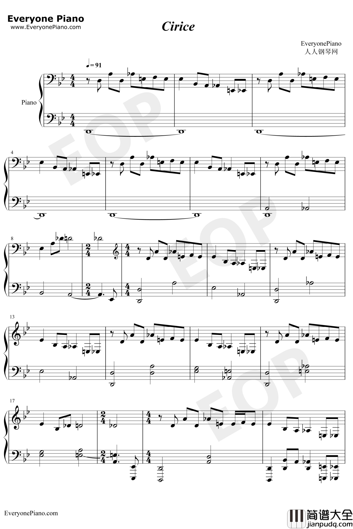 Cirice钢琴谱_Ghost_Church