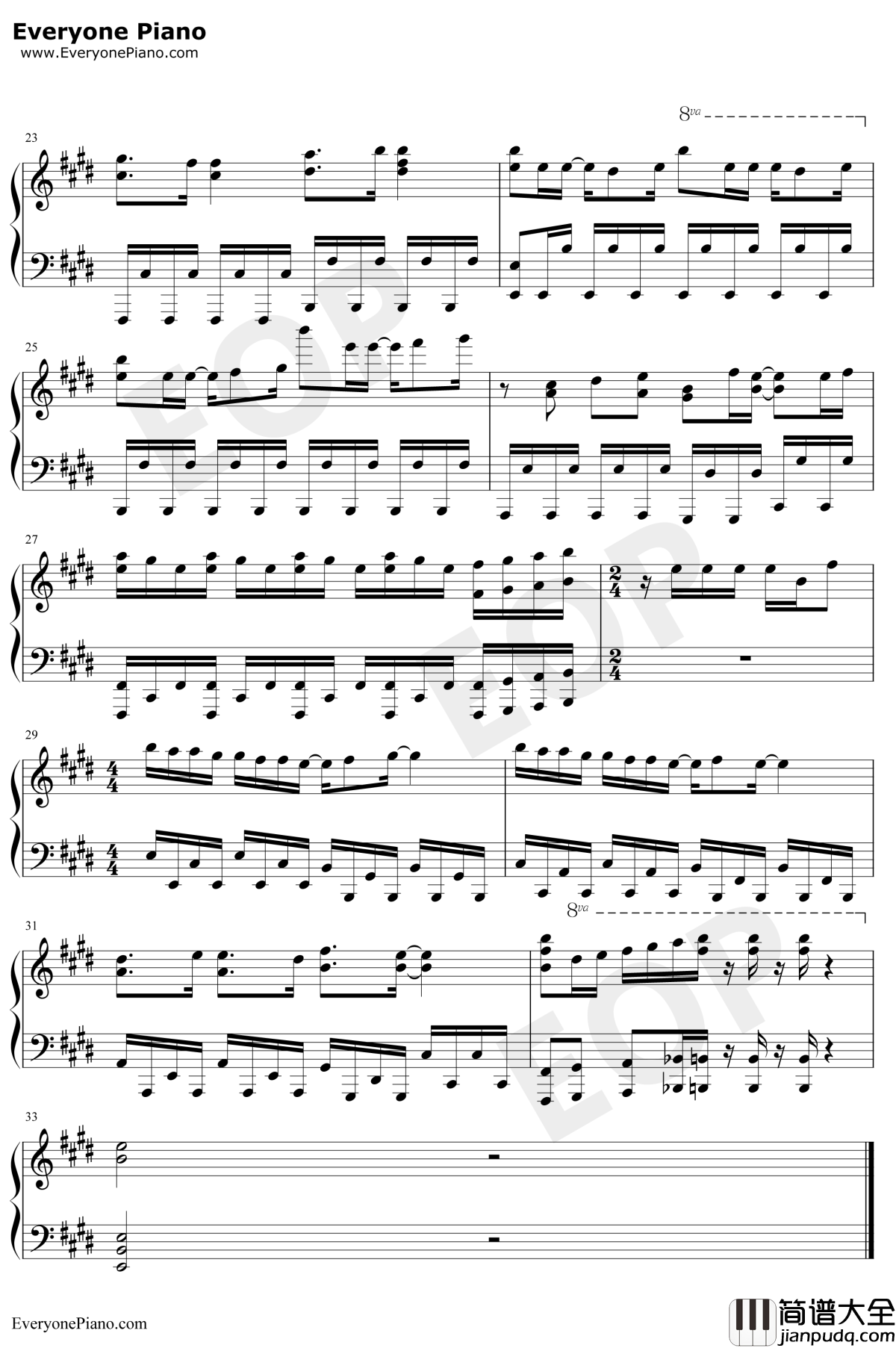 五等分の気持ち钢琴谱_中野家五姐妹_五等分的新娘OP