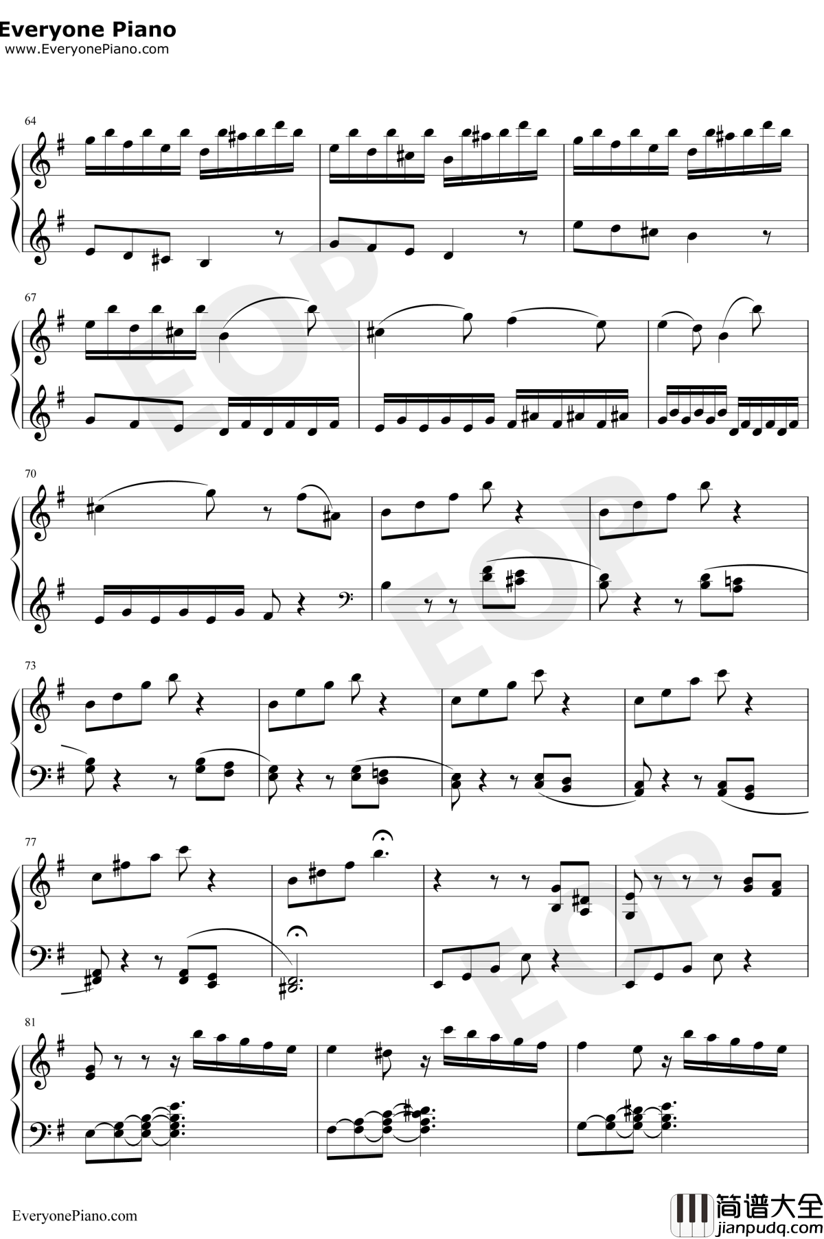 e小调奏鸣曲第一乐章钢琴谱_海顿