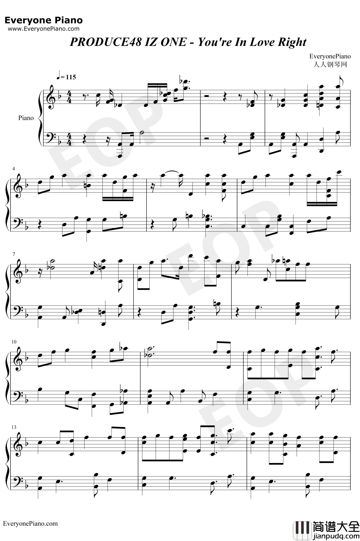 You_are_in_Love_Right钢琴谱_Produce48IZONE