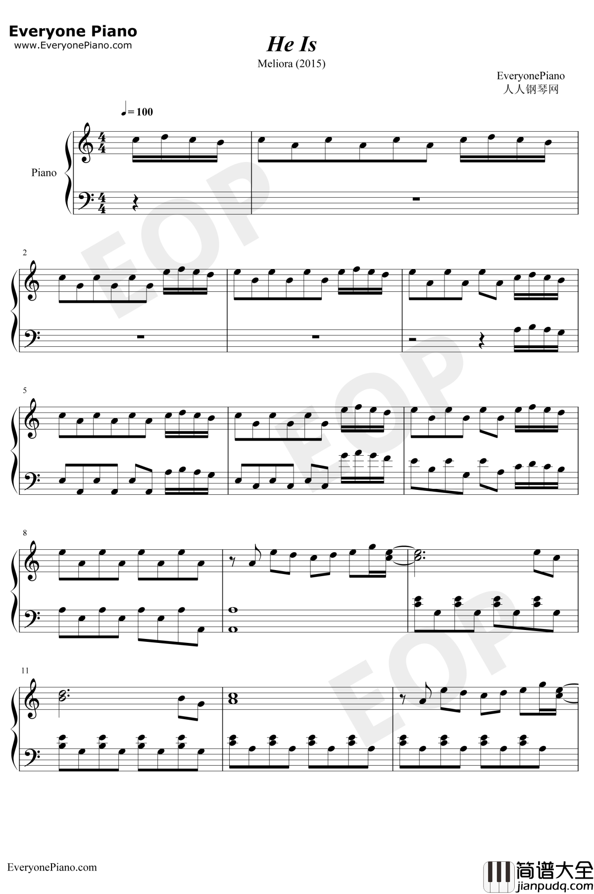 He_Is钢琴谱_Ghost