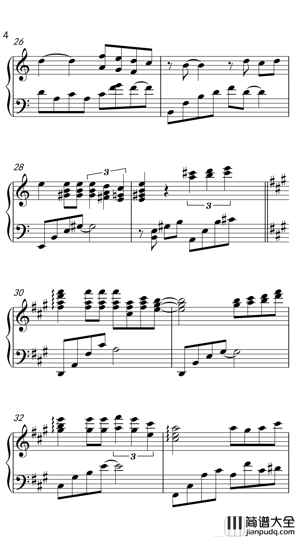 就算没有明天钢琴谱_黄晓明/孙俪_如果没有明天