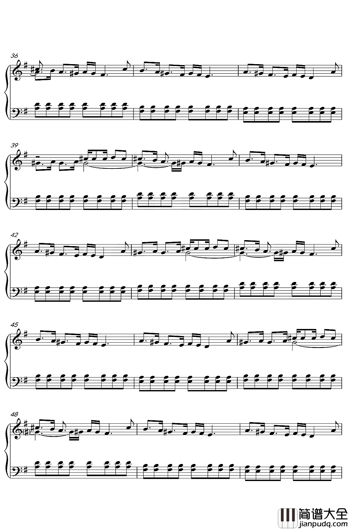 烦恼歌钢琴谱_张学友_烦恼烦恼全忘掉