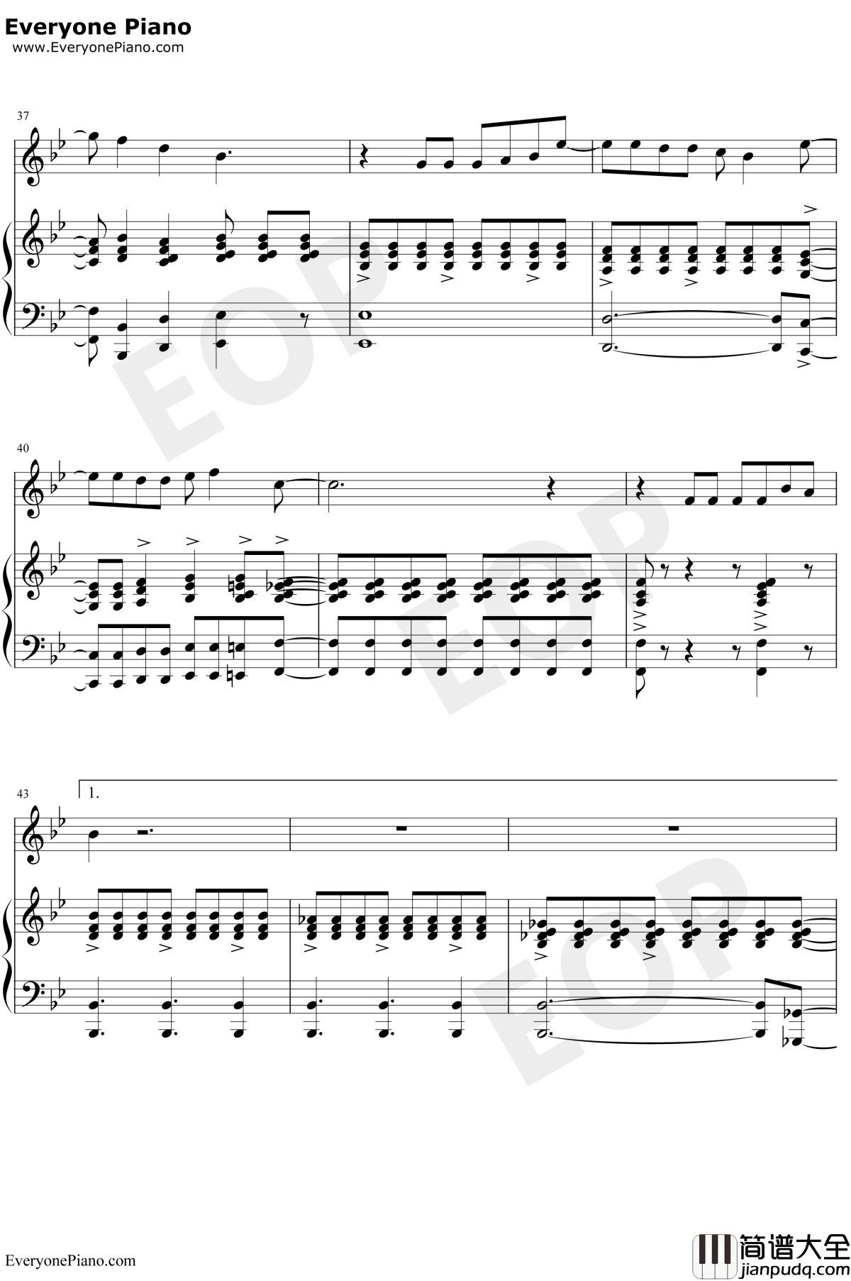 爱的钢琴手钢琴谱_伍思凯