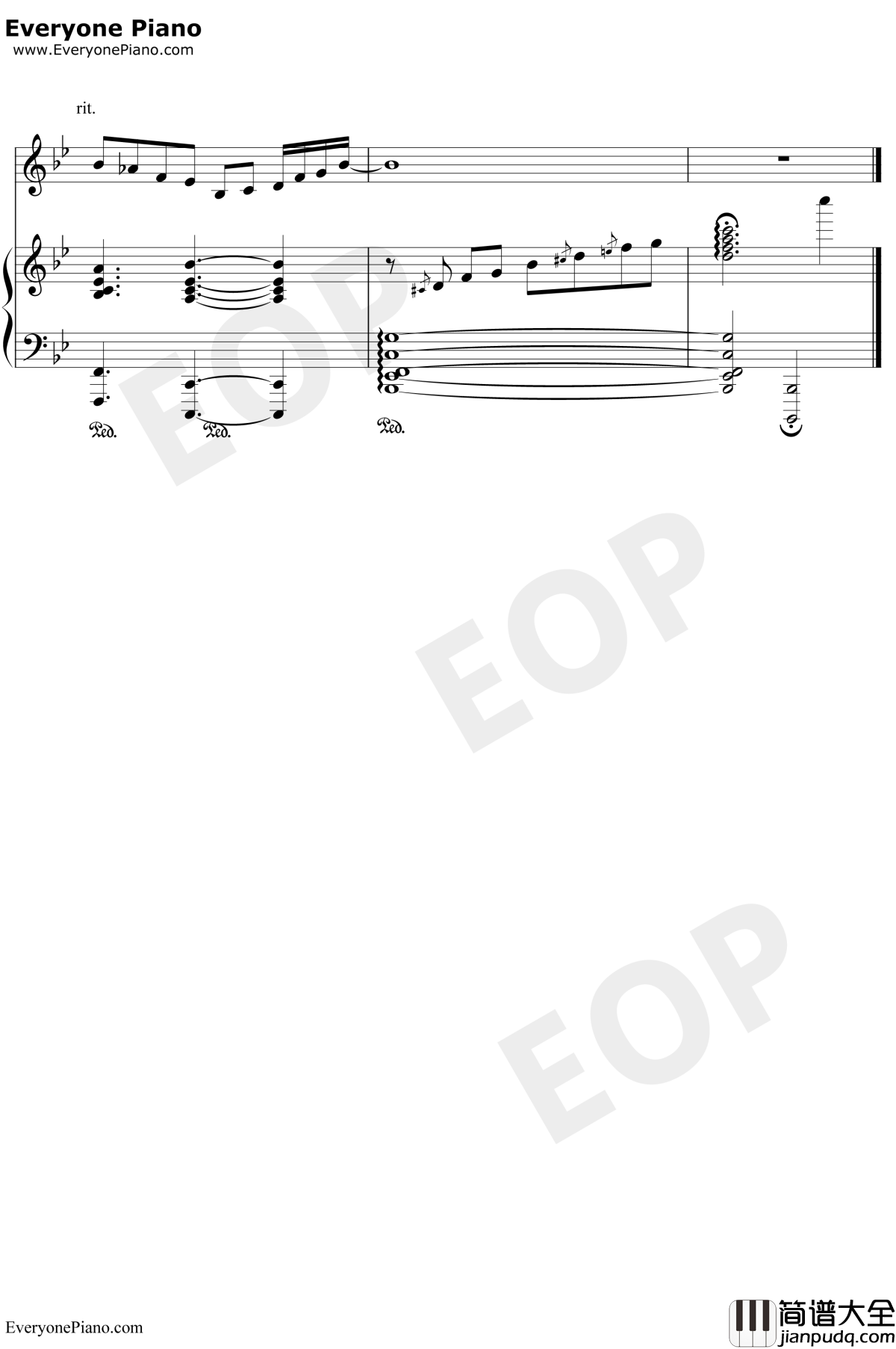 爱的钢琴手钢琴谱_伍思凯