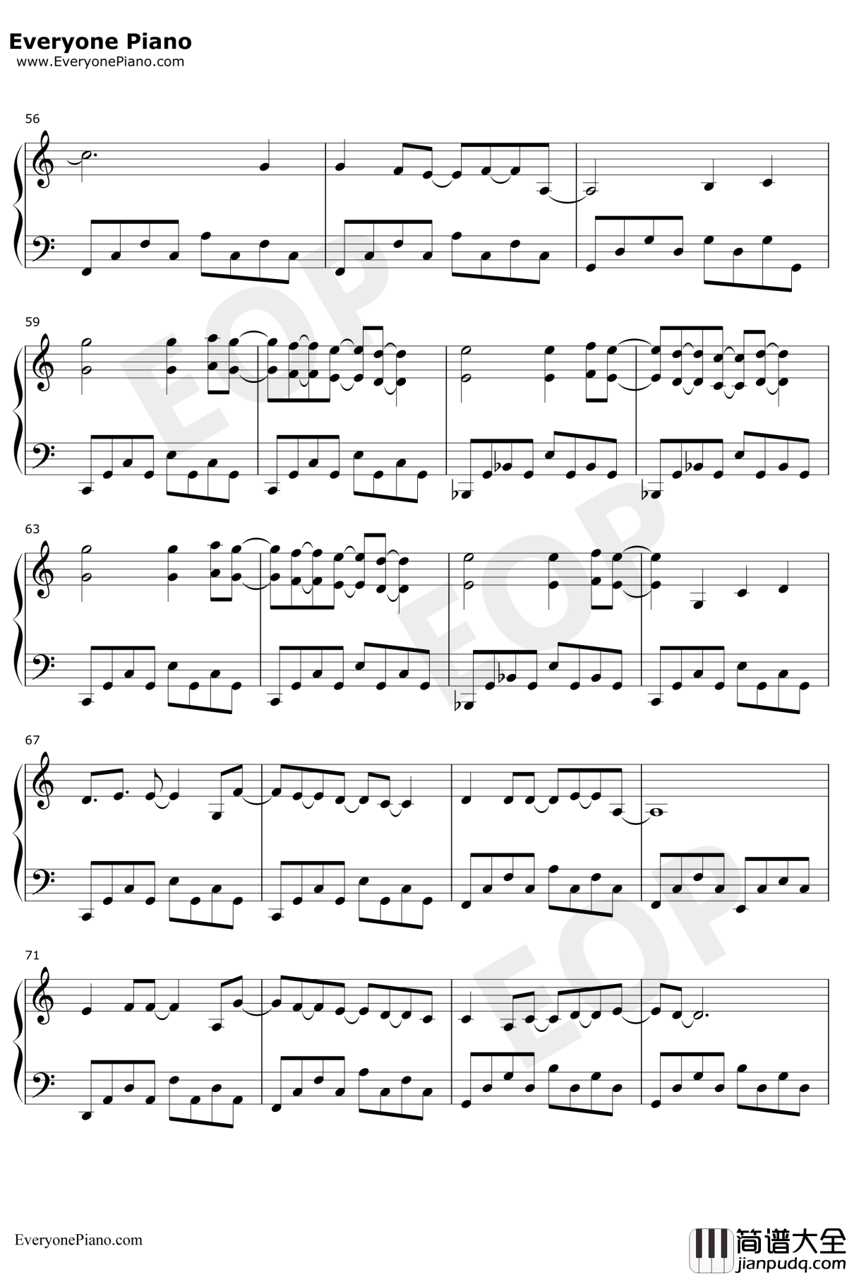 喜帖街钢琴谱_谢安琪