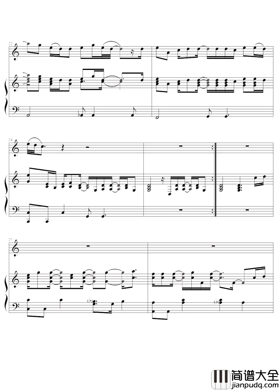 Free_loop钢琴谱_ Daniel_Richard_Powter_拥抱新生活_遇见新自己