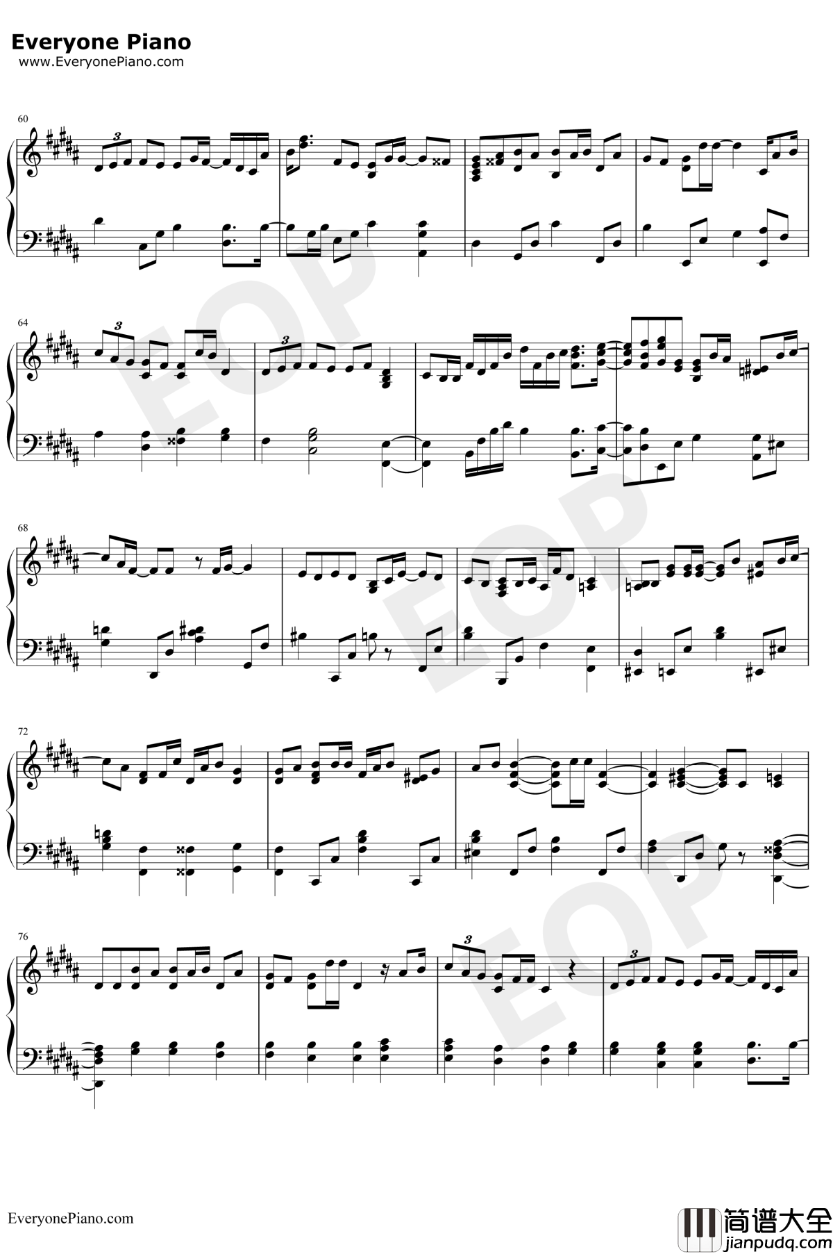 雪の華钢琴谱_中岛美嘉_雪花_求婚事务所OST