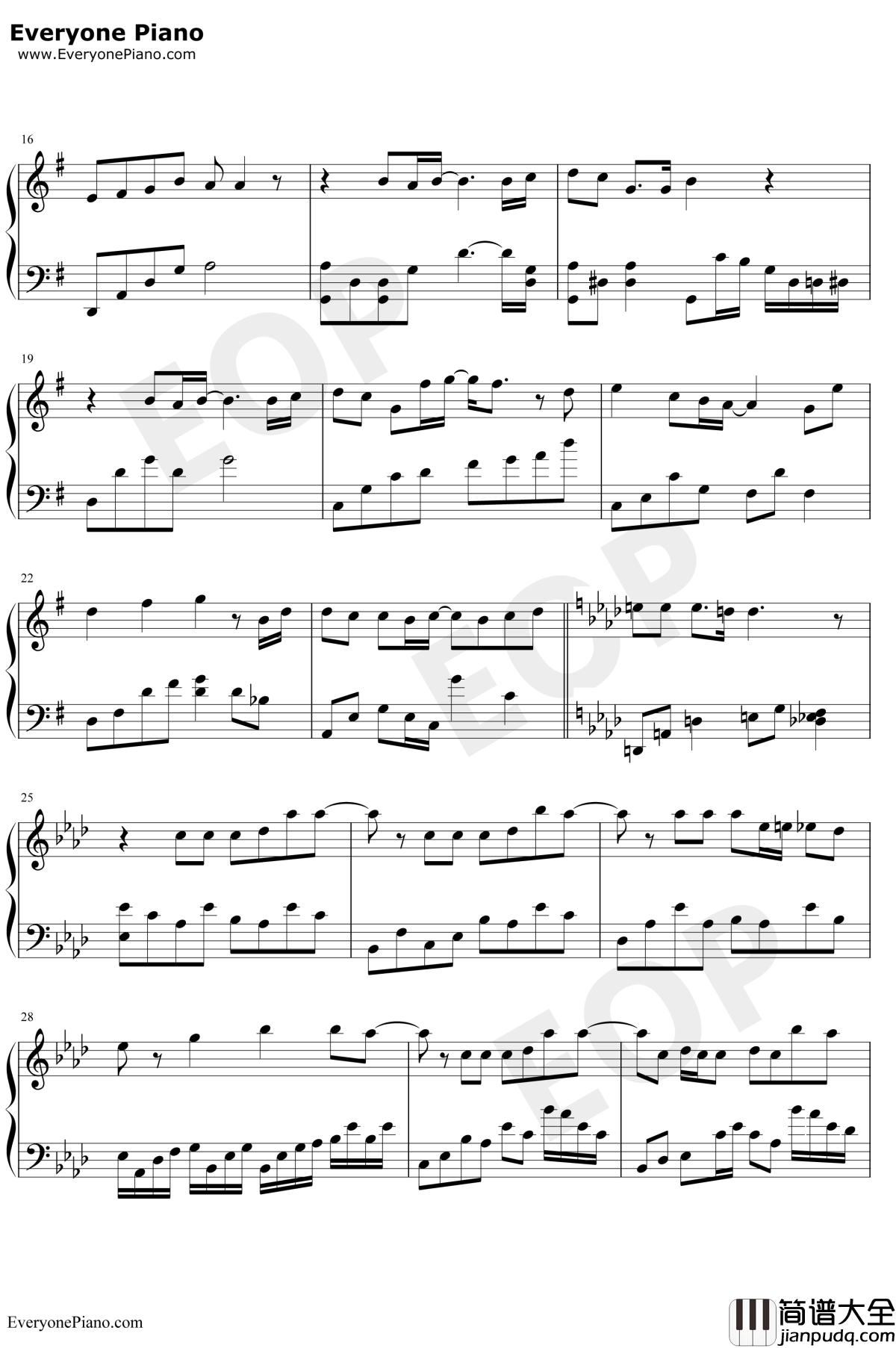 不说再见钢琴谱_S.H.E