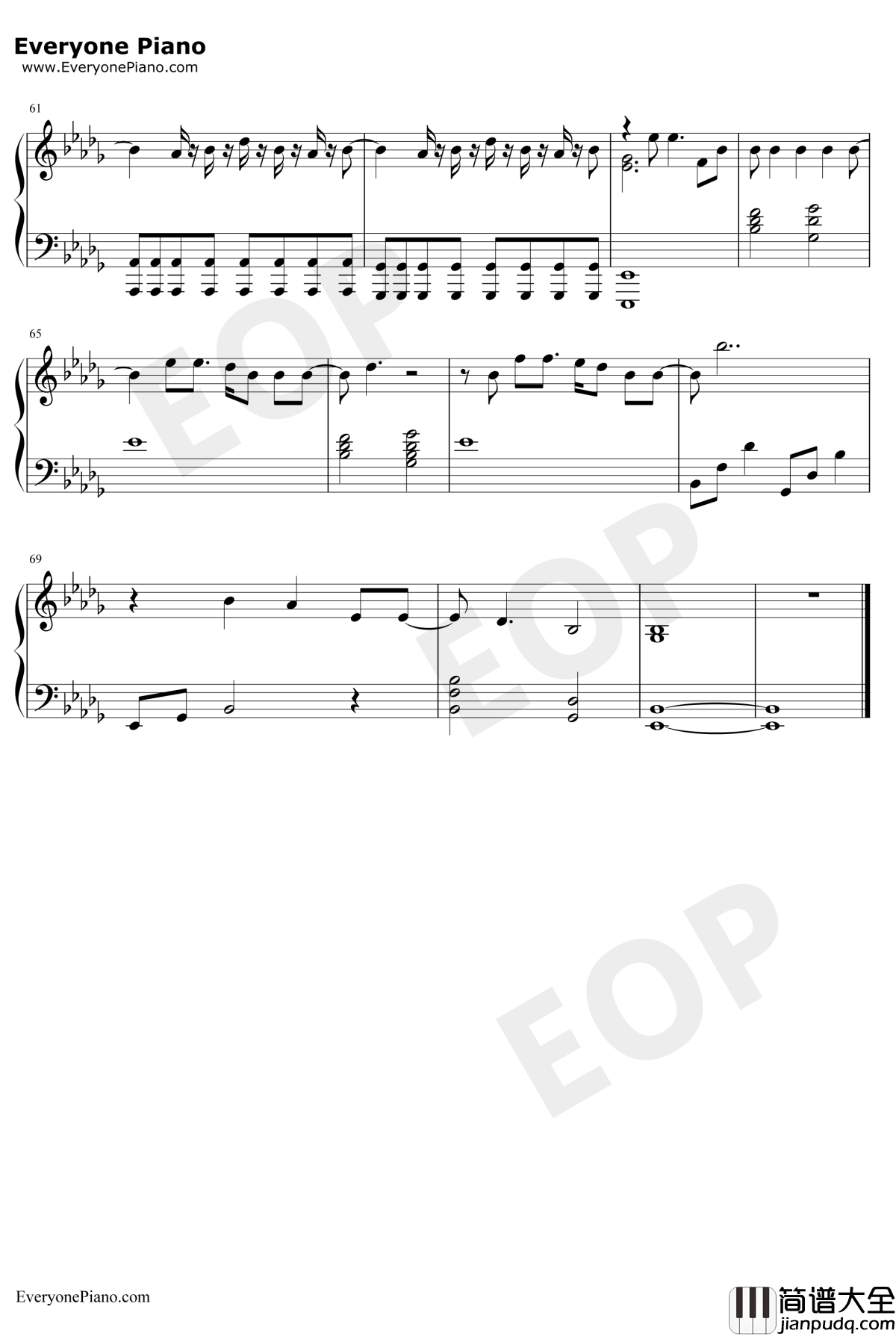 Way_Down_We_Go钢琴谱_Kaleo