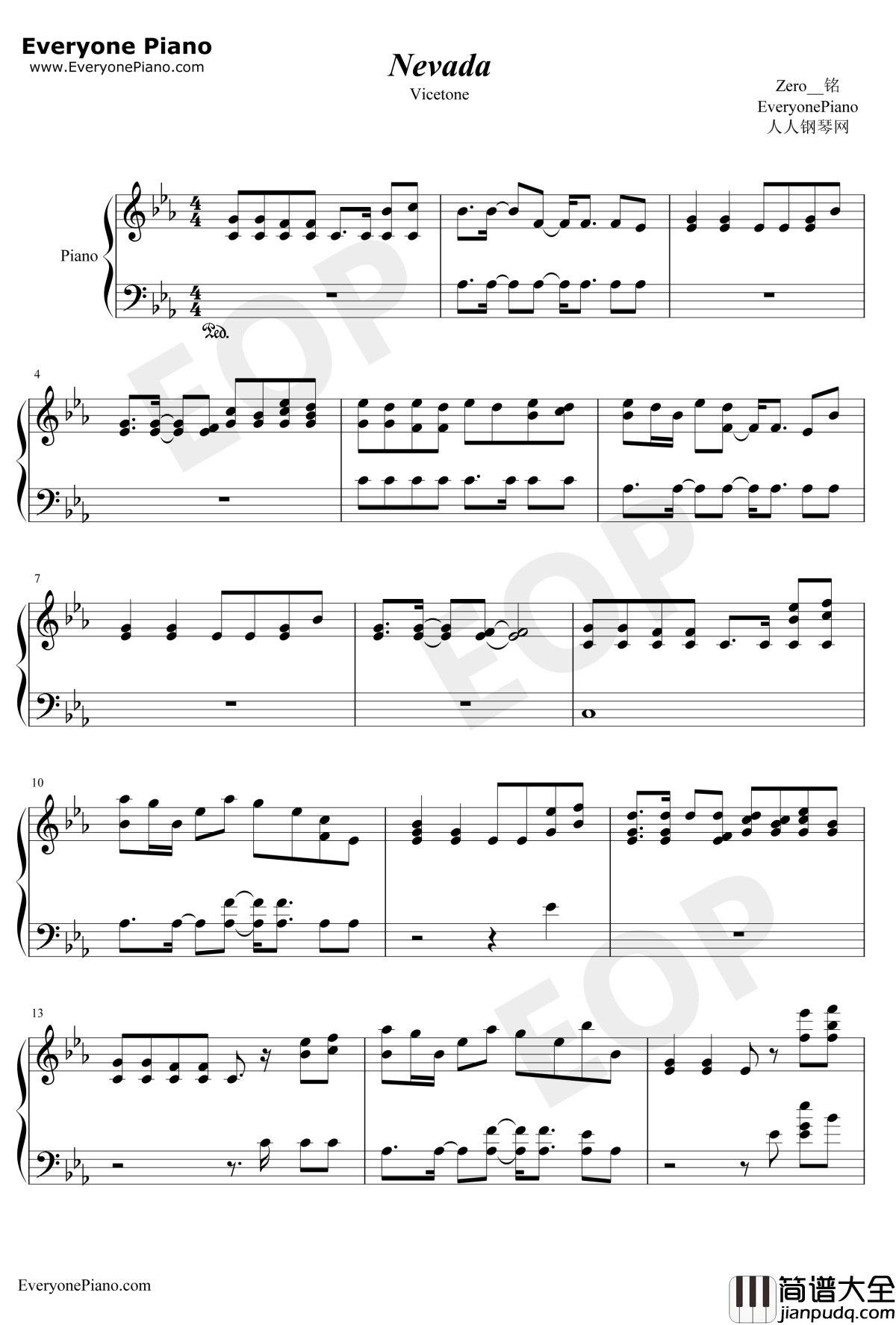 Nevada钢琴谱_Vicetone