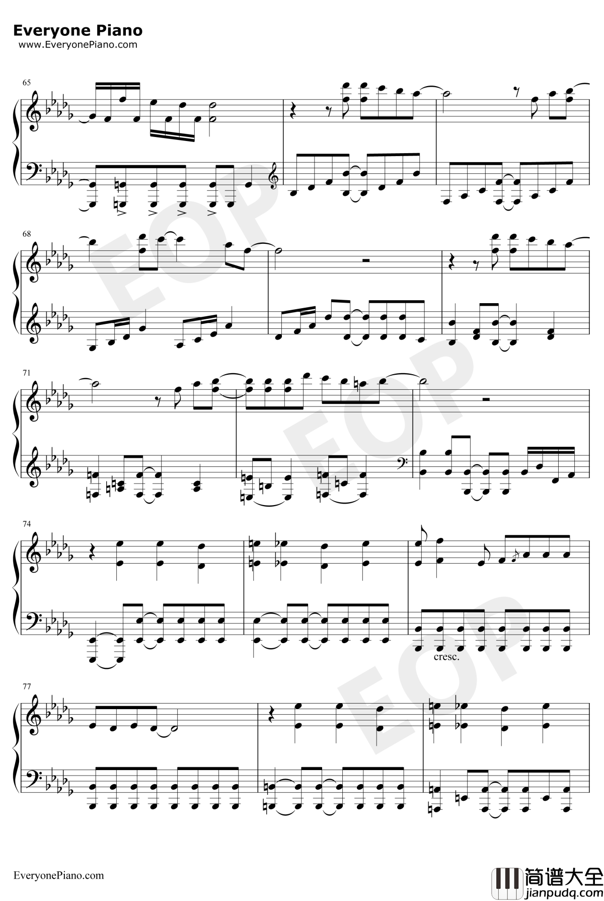 さよならエレジー钢琴谱_菅田将晖_终结一吻主题曲