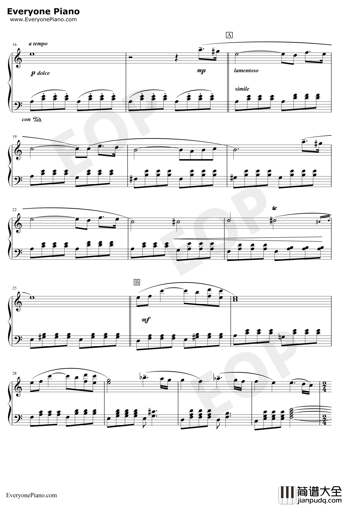 Green_Requiem钢琴谱_久石让