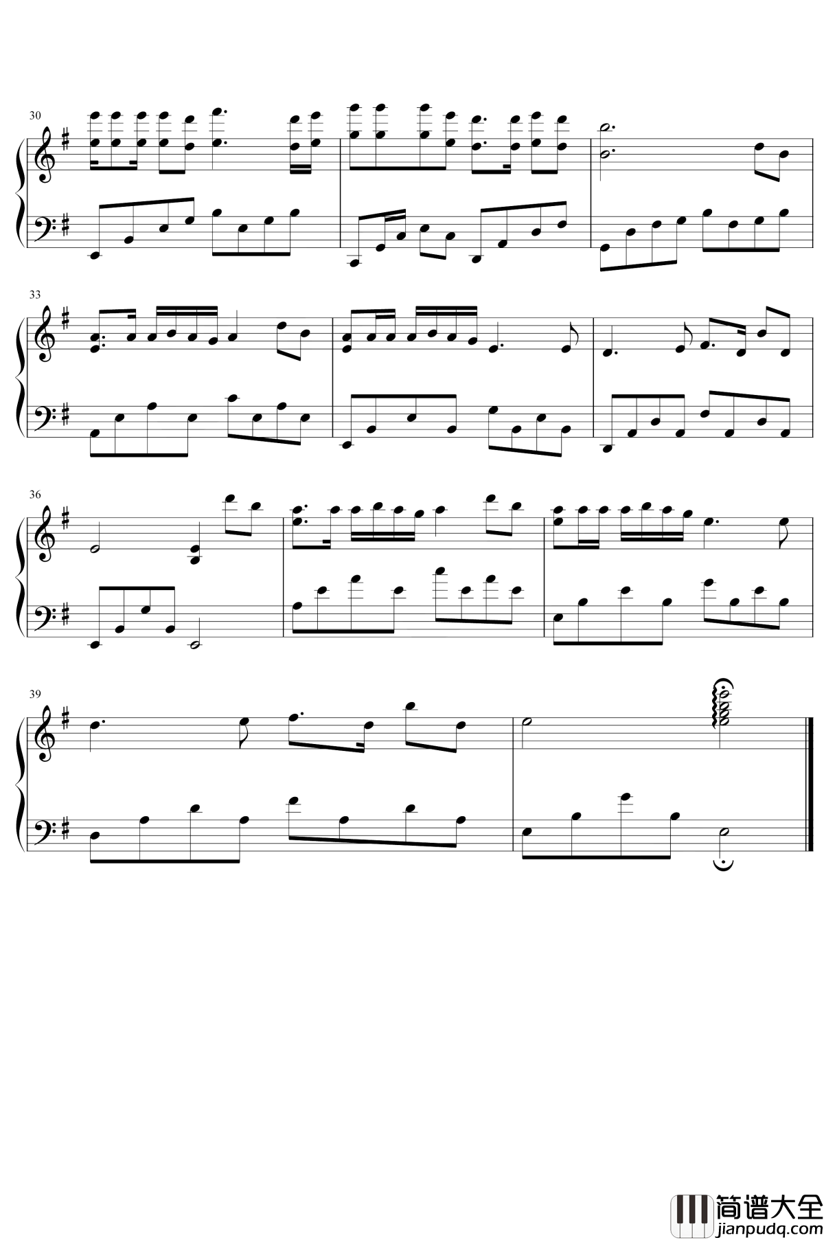 拥抱你离去钢琴谱_张北北_我拥抱着你,你却想着他